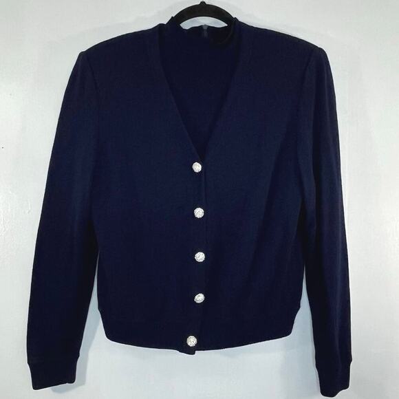 ST. JOHN Women’s 2 Pieces Jacket Navy Blue Wool Career Classic Old Money Small - Picture 1 of 11